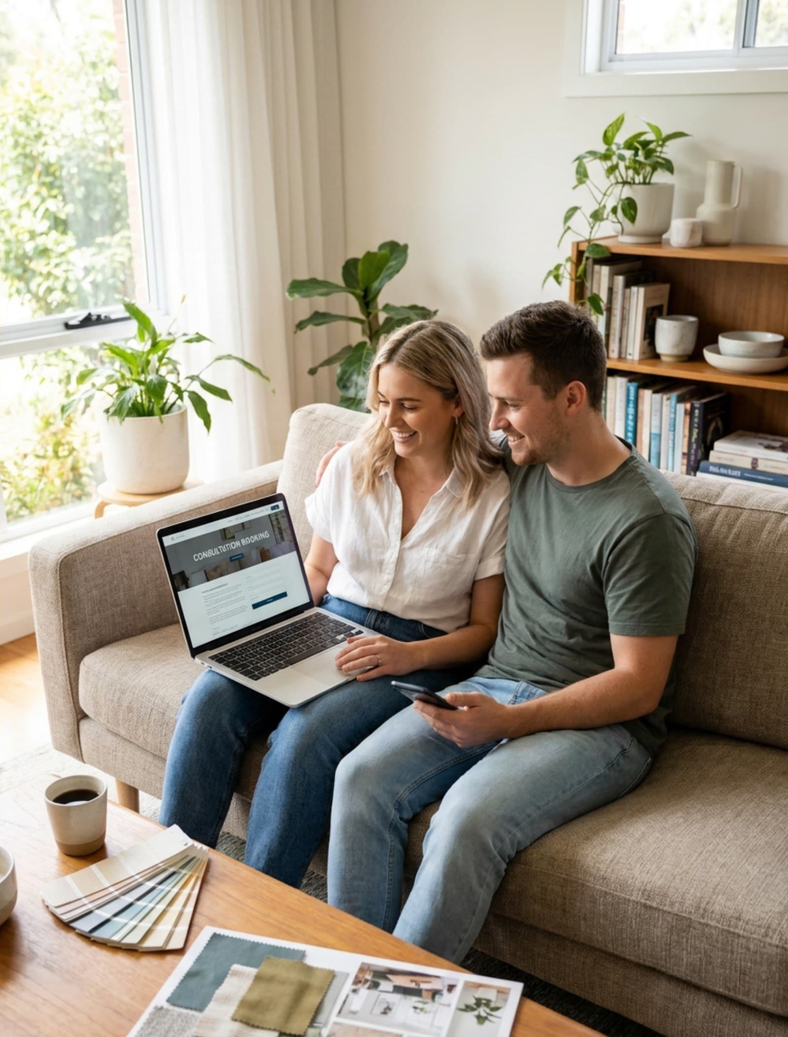 Homeowners booking their free EBC consultation from home
